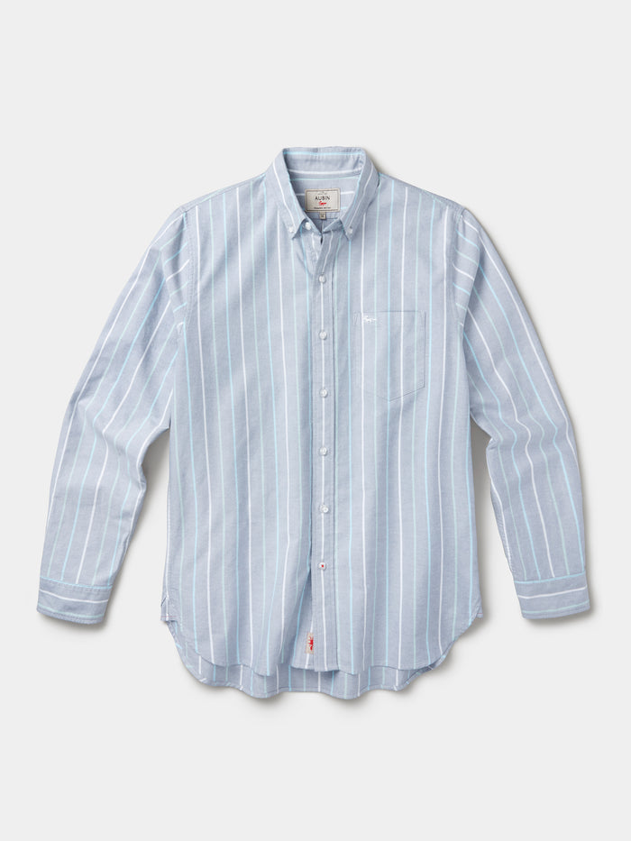 Aubin Blue Multi Stripe Aldridge Oxford Button Down Shirt | Oxford Shirt