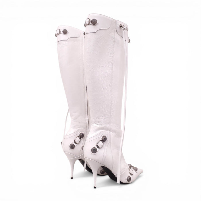 BALENCIAGA OPTIC WHITE CAGOLE BOOTS - SIZE 39