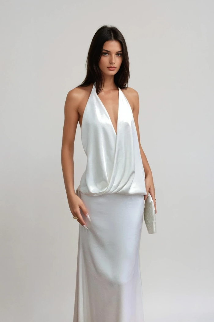 Denholm Backless Satin Maxi Dress