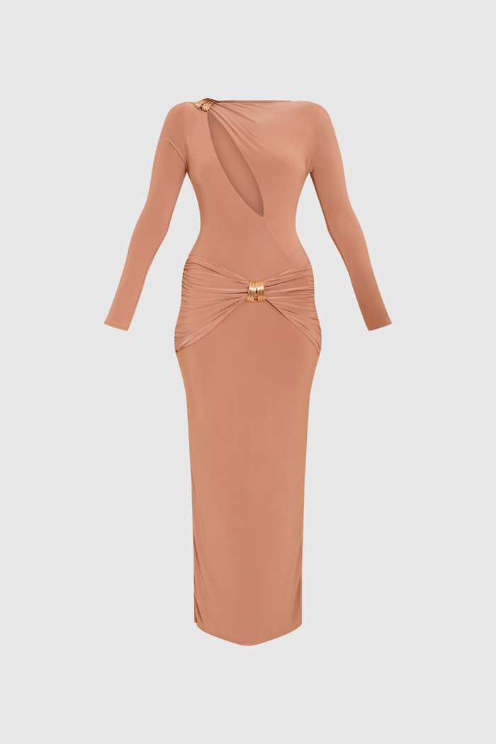 Denton Bodycon Cutout Maxi Dress In Orange