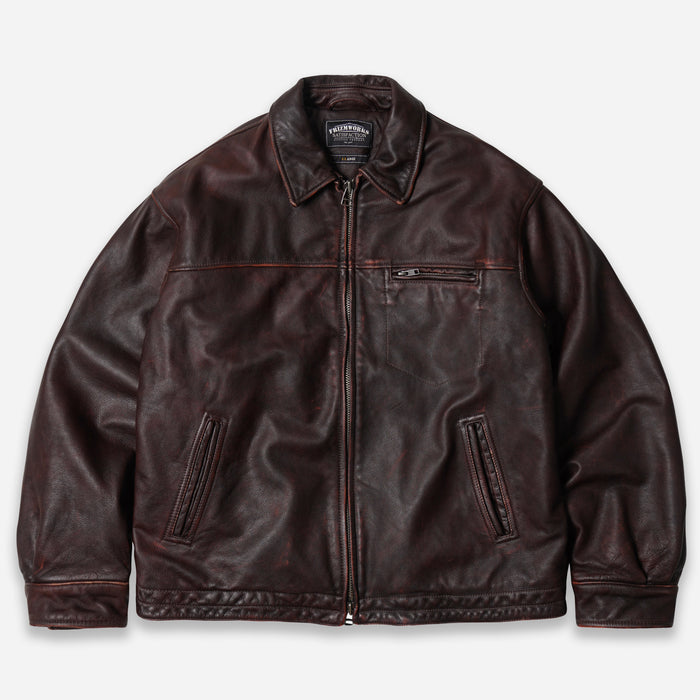 DESTROYED LEATHER JACKET - BROWN