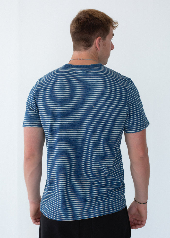 Distressed Indigo Stripe Tee