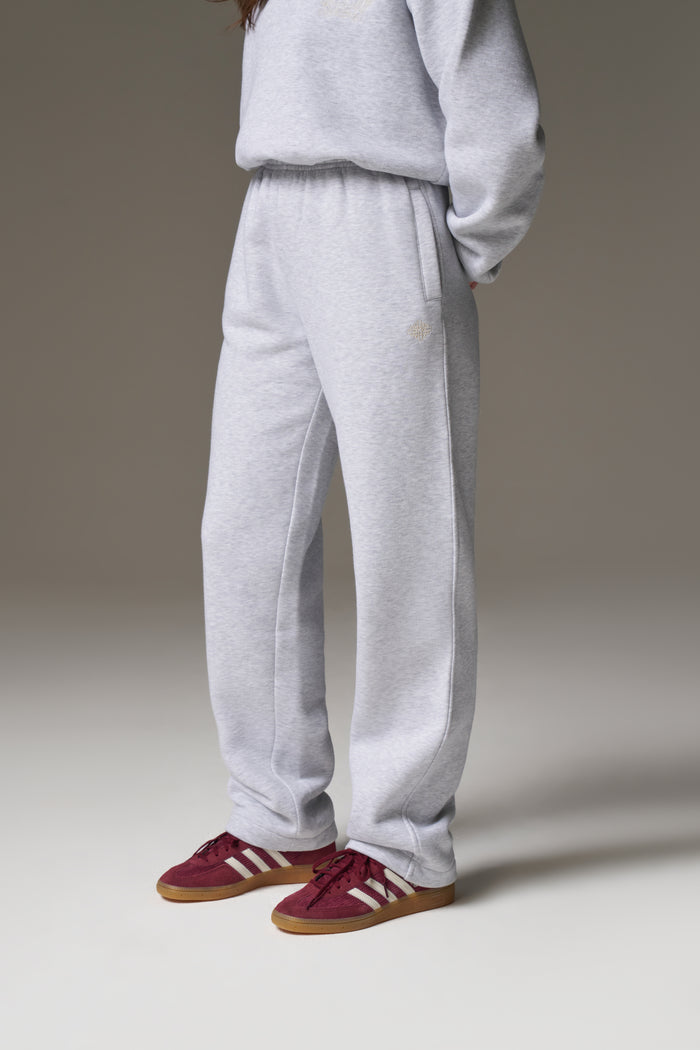 EMBROIDERED CREST RELAXED JOGGERS - GREY MARL