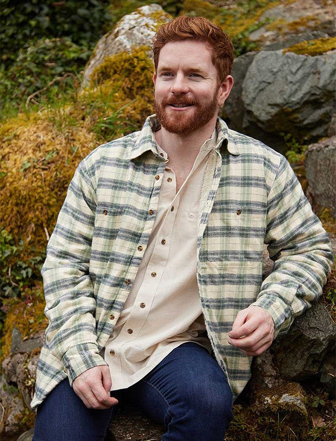 Ecru Green & Navy Check / XXS