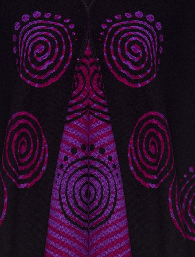 Fringed Celtic Spiral Shawl - Black & Fuchsia - Detail #color_black-fuchsia