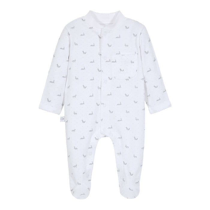 Gray Rabbit Baby Footed Pajama - Wee Bee Baby Boutique