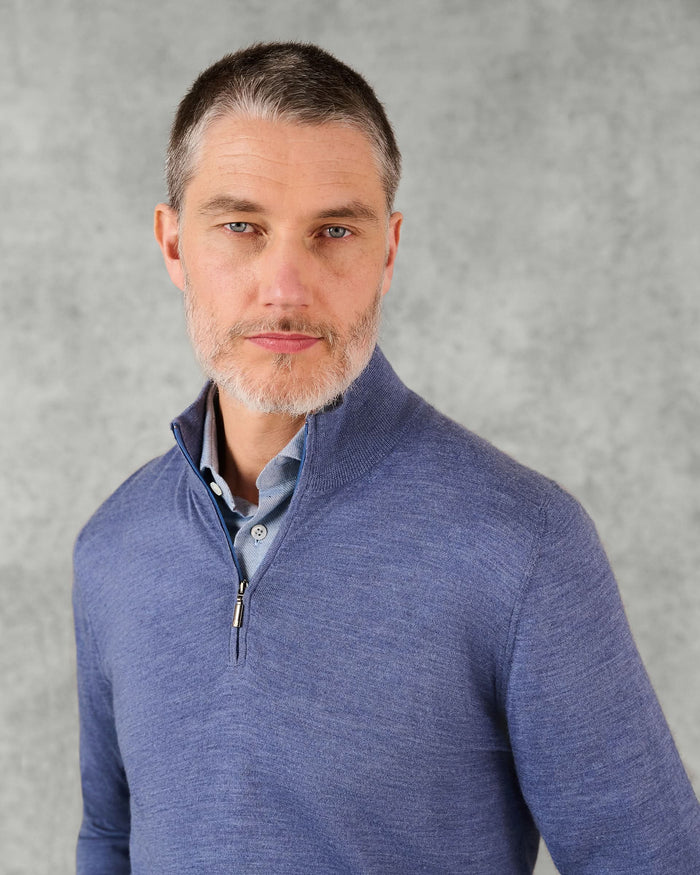 Hamilton Merino Wool Silk Cashmere Quarter Zip Jumper