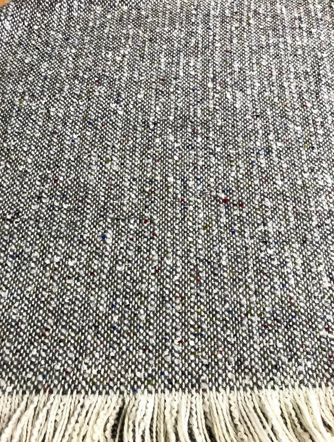 Handwoven Ladies Tweed Fringed Poncho -Granite detail #color_granite