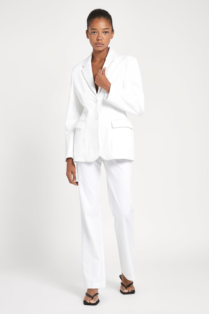 Hourglass Single Breasted Blazer - White