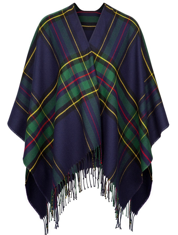 Irish Fringed Shawl - Green & Navy Plaid #color_green-navy-plaid