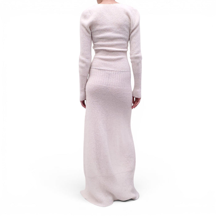 JACQUEMUS CREAM KNIT SLIT DRESS - SIZE 34