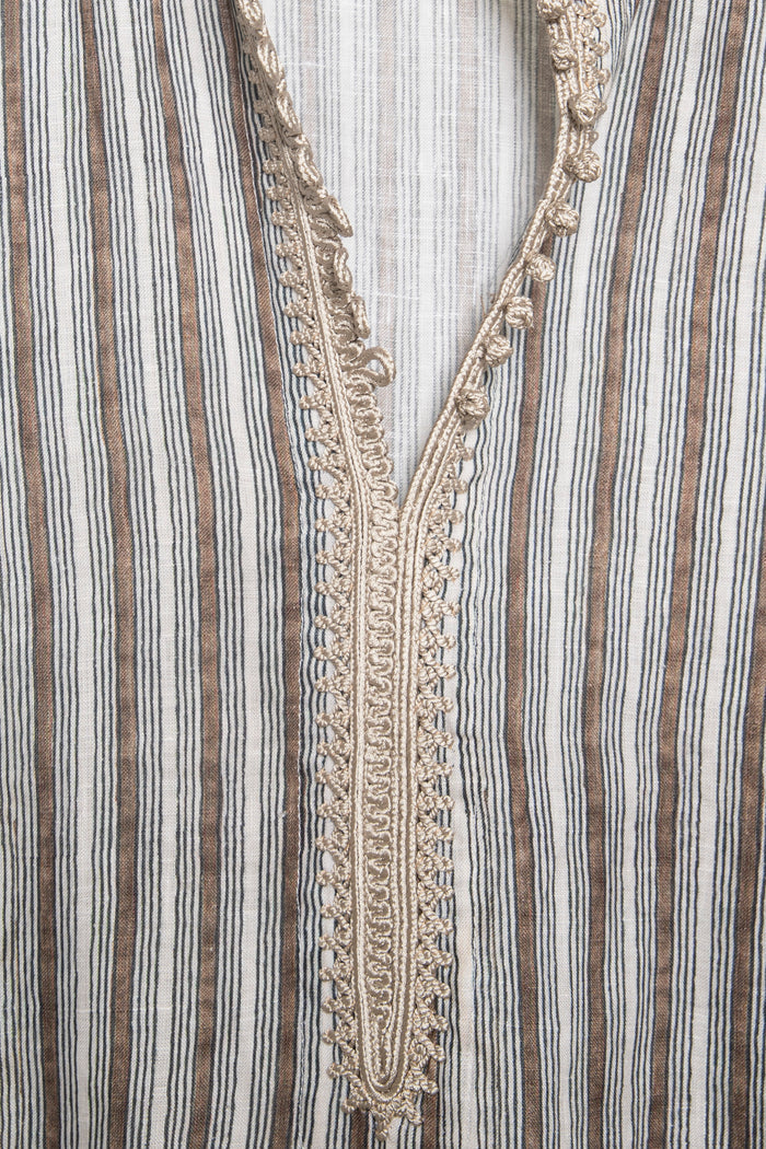 Jawad Linen Beige Striped Shirt