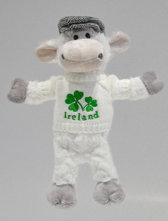 Kids Irish Sheep Soft Teddy with Sweater & Flat Cap - White #color-white