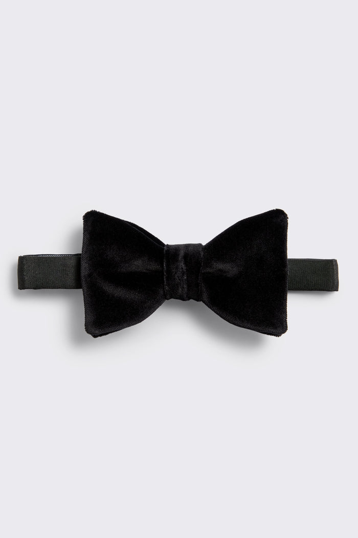 Lathom Pre-Tied Velvet Bow Tie Black