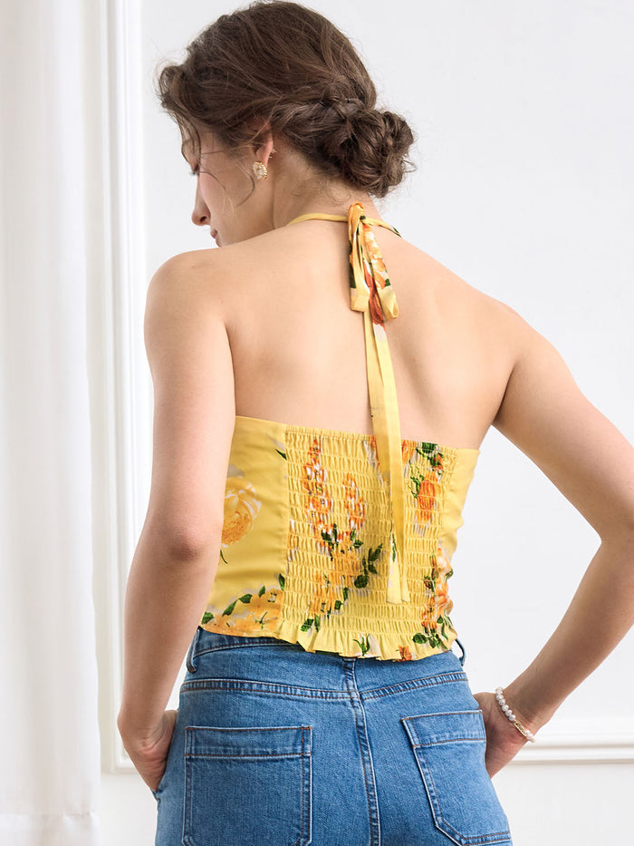 Leslie Chiffon Print Halter Top