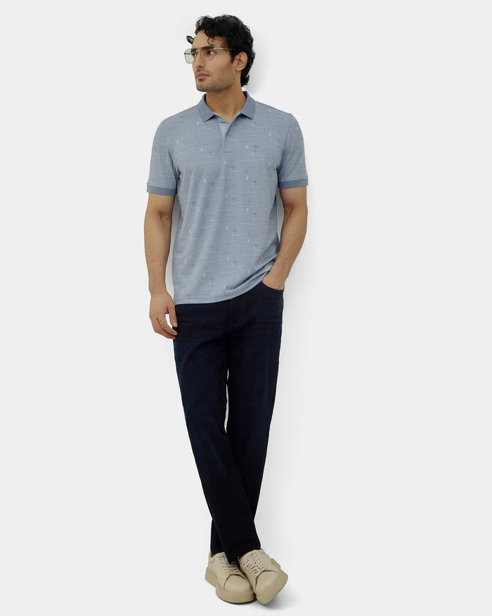 Light Blue Printed Polo - Mac