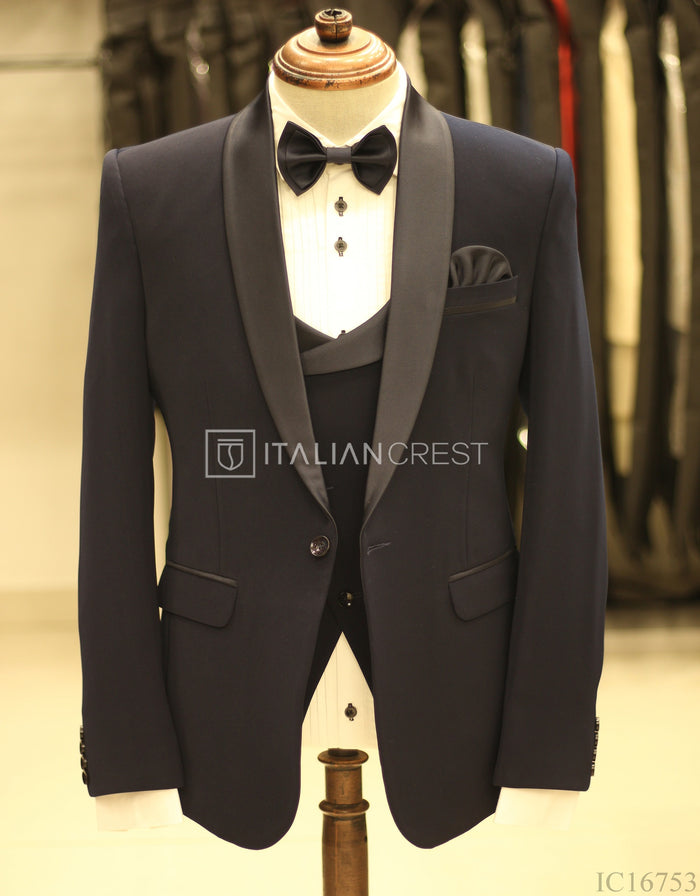 Navy Blue 3-Piece Tuxedo Suit