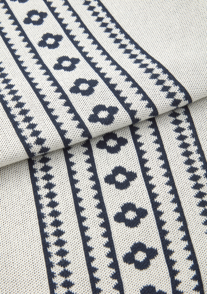 Navy Flower Jacquard Polo, Polo Shirt - SIRPLUS