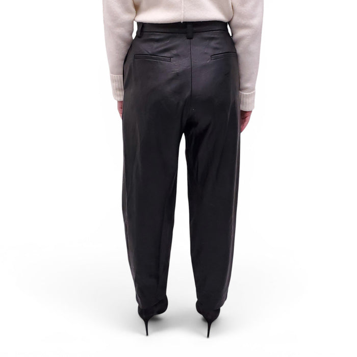 NO.6 STORE BLACK PLEATED LEATHER PANTS - SIZE 1 (S)