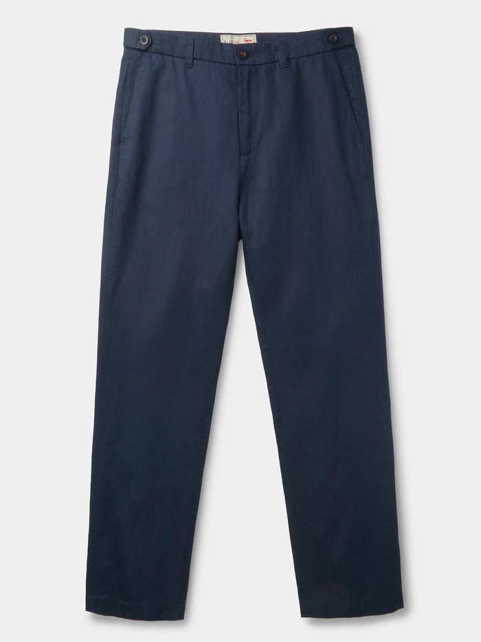 Aubin Navy Pasmore Straight Leg Trouser | Linen Trousers