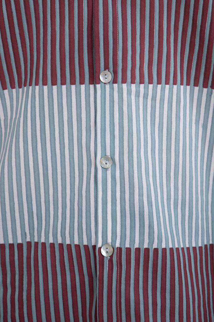 Philippe Cotton Blue & Burgundy Shirt