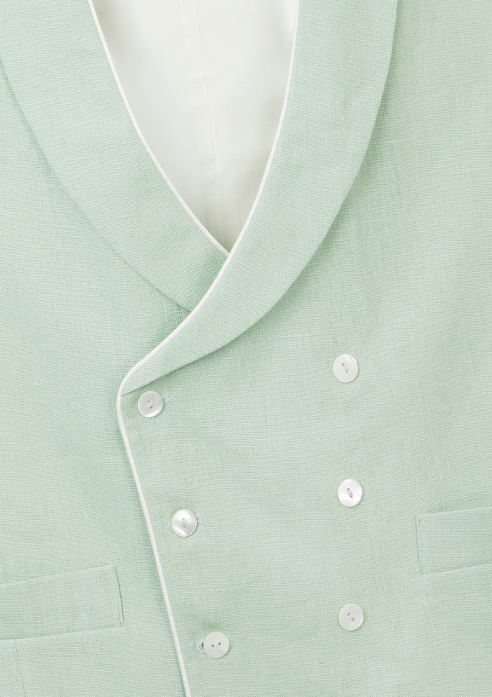 Pistachio Shawl Lapel Double-Breasted Waistcoat, Double Breasted Waistcoat - SIRPLUS