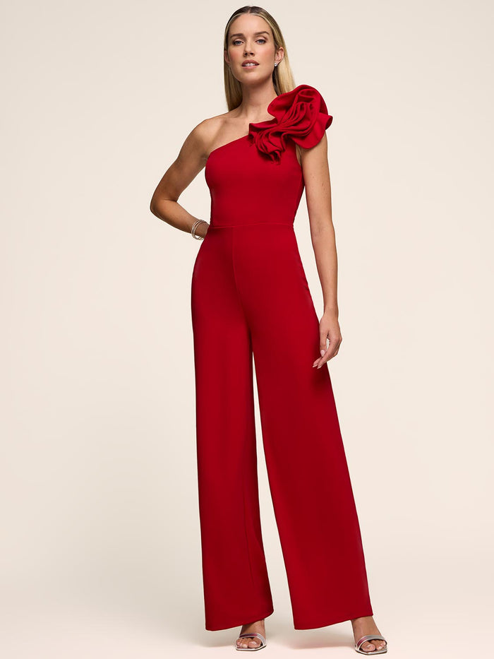 Ruffle One-Shoulder Wide-Leg Jumpsuit by Le Chateau.