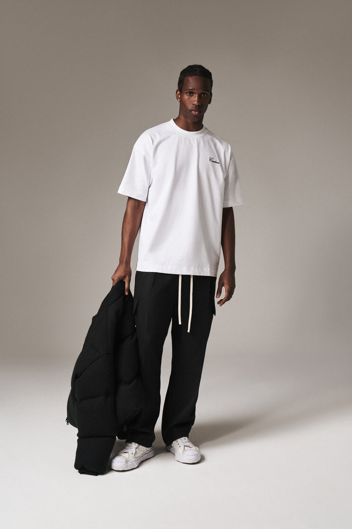 SCRIPT EMBROIDERED T-SHIRT - WHITE