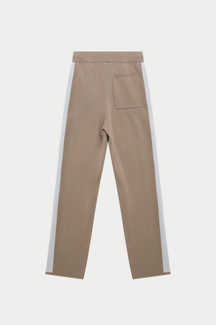 SIDE STRIPE KNITTED JOGGER - BEIGE