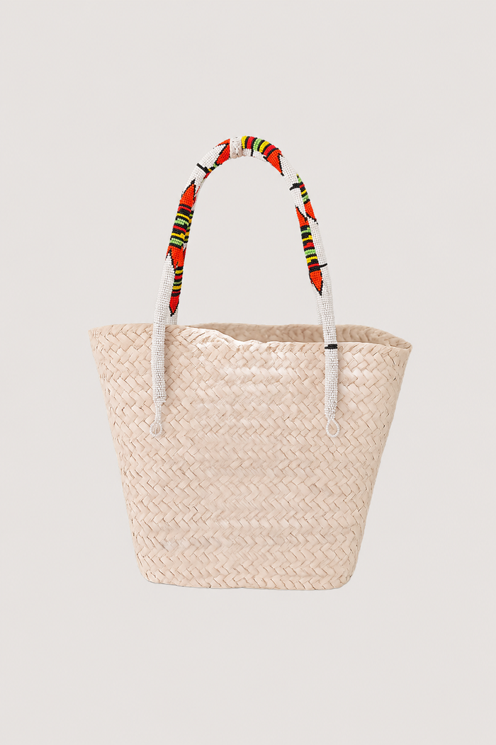 Straw Beaded Beach Tote