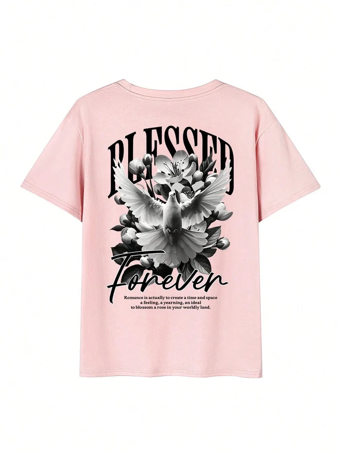 SXV Blessed Forever Casual Versatile Simple Printed Element Short Sleeve T-Shirt