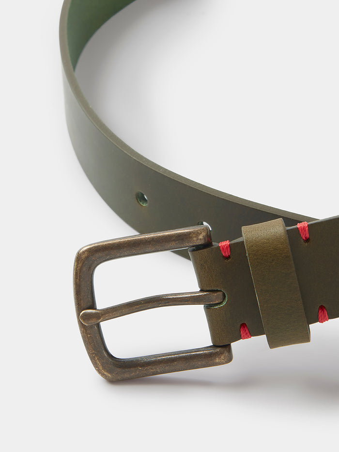 Aubin Khaki Thorn Leather Belt | Belts