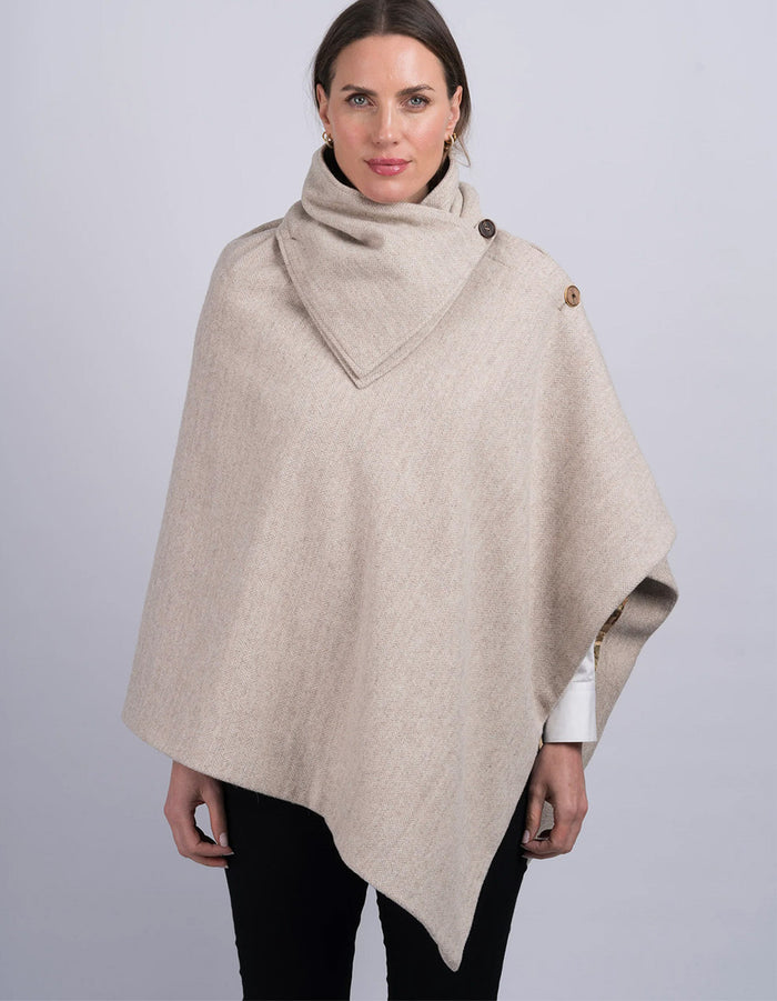 Women's Alpaca Tweed Wool Poncho