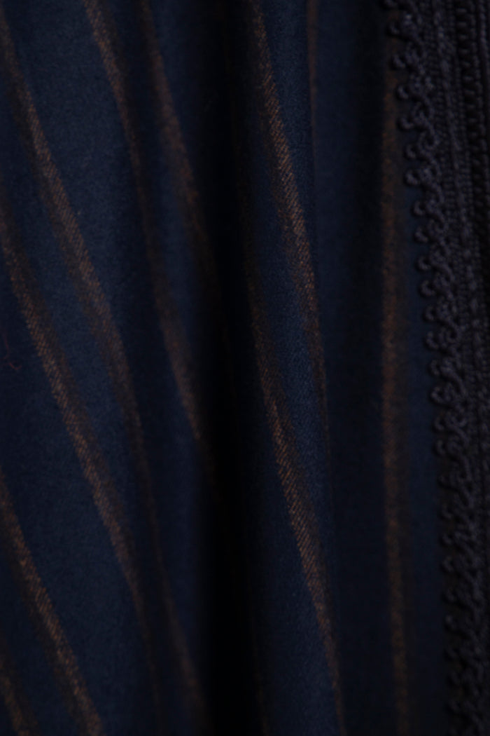 Wool & Cashmere Navy & Brown Striped Poncho