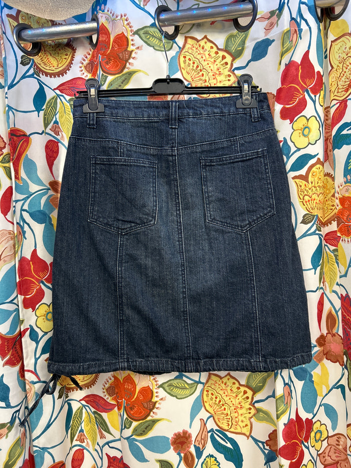 Y2K boysens dark denim midi skirt