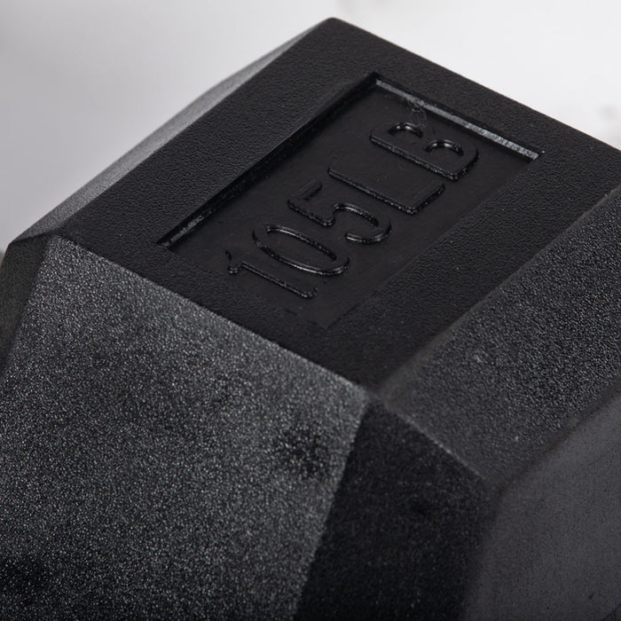 105 LB Straight Stainless Steel Hex Dumbbells