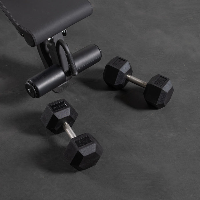 115 LB Straight Stainless Steel Hex Dumbbells