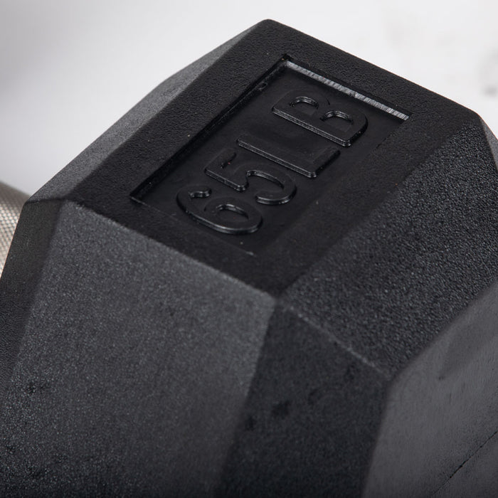 65 LB Straight Stainless Steel Hex Dumbbells