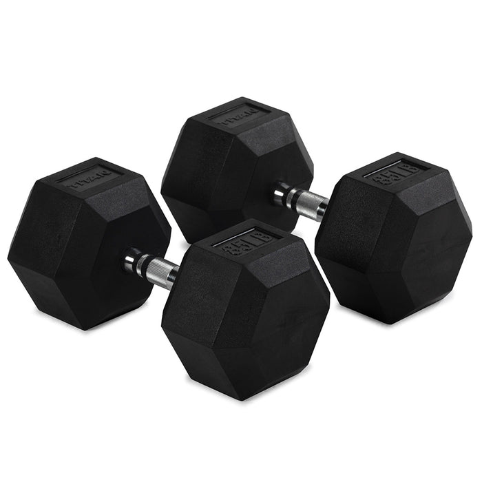 85 LB Rubber Hex Dumbbells