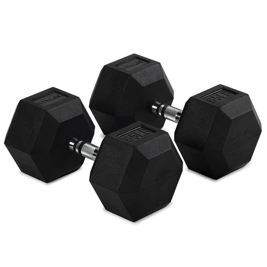 85 LB Rubber Hex Dumbbells