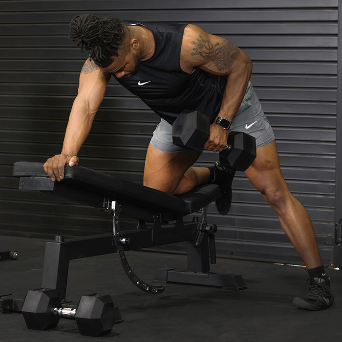 85 LB Rubber Hex Dumbbells