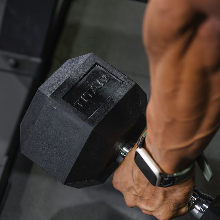 95 LB Rubber Hex Dumbbells