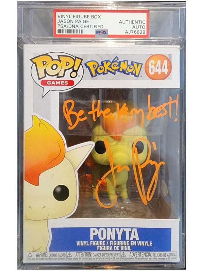 Jason Paige Signed Pop! Vinyl figure of Ponyta in packaging with PSA/DNA certification label.