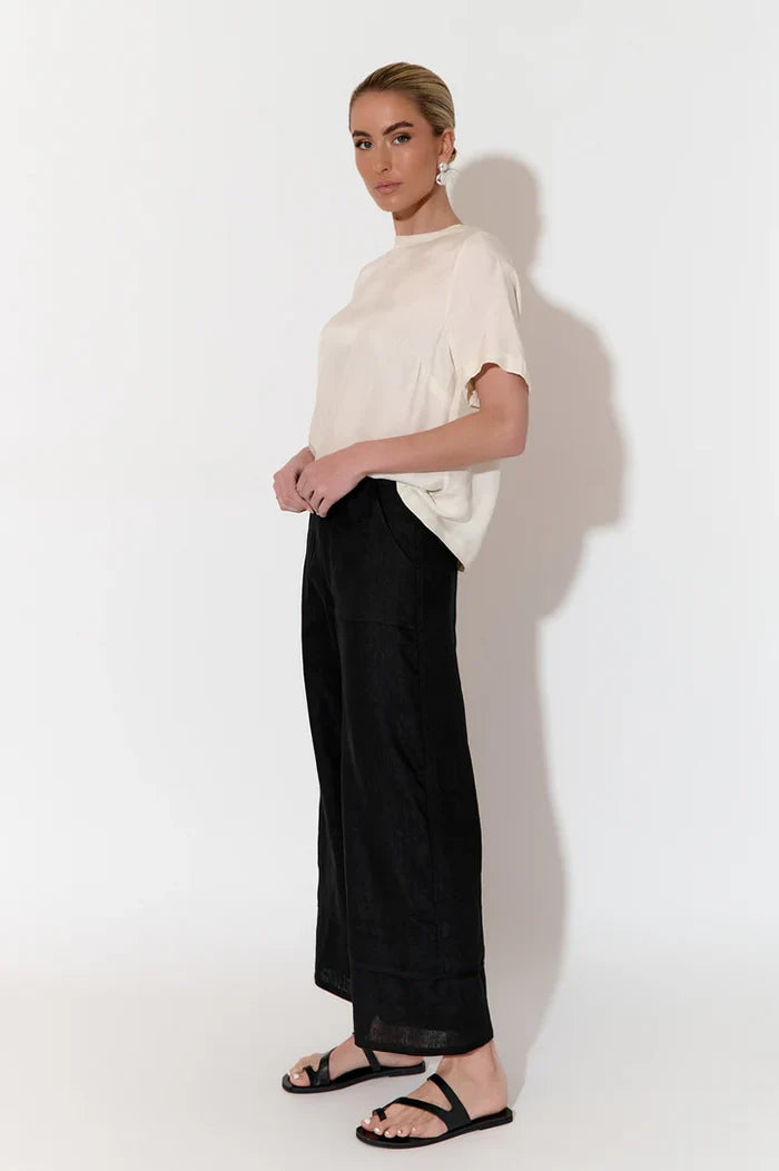 ADORNE AJD1513 BLACK GABRIELLA LINED LINEN PANT