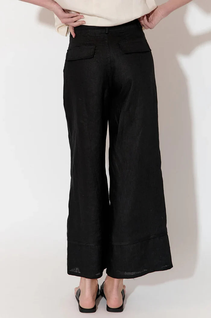 ADORNE AJD1513 BLACK GABRIELLA LINED LINEN PANT