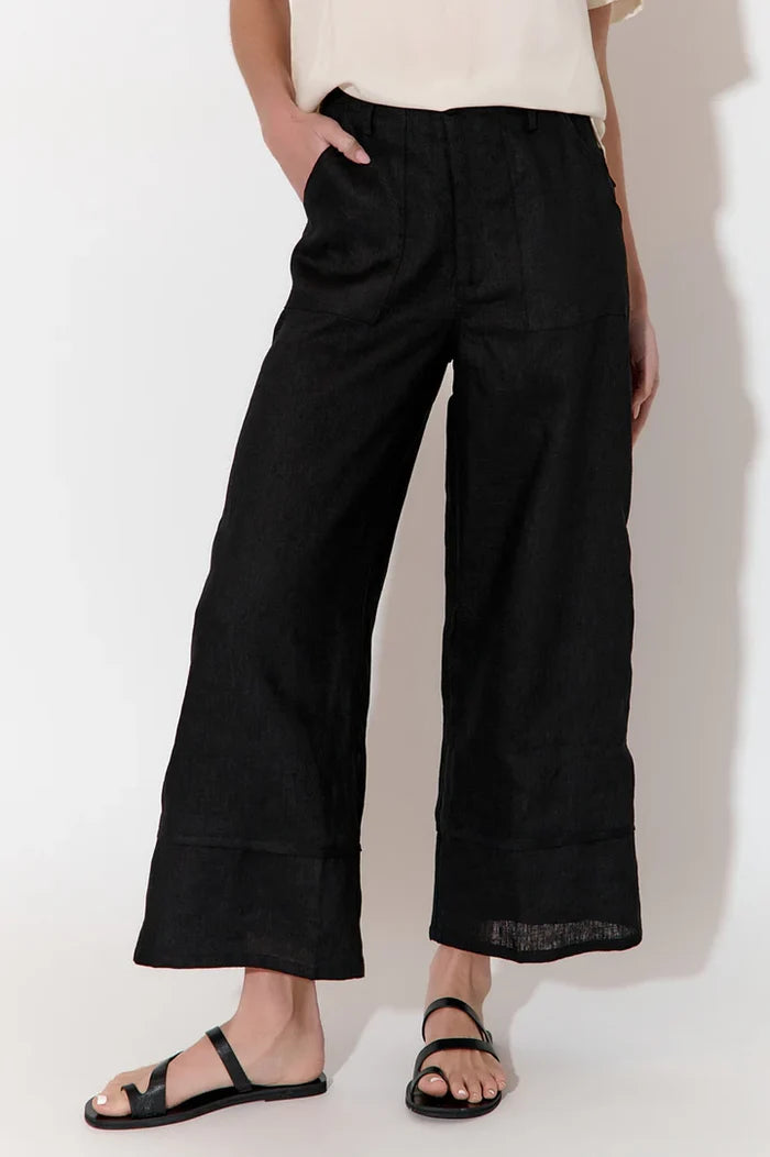 ADORNE AJD1513 BLACK GABRIELLA LINED LINEN PANT