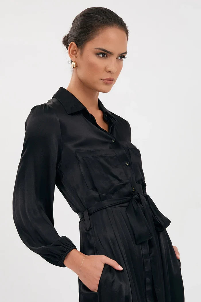 ADORNE  AJD1522 STEPHANIE SATIN DRESS BLACK