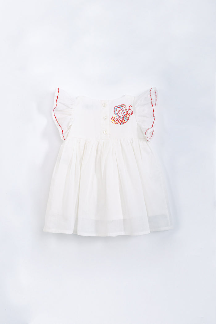 Aiin Cotton Embroidered White Dress