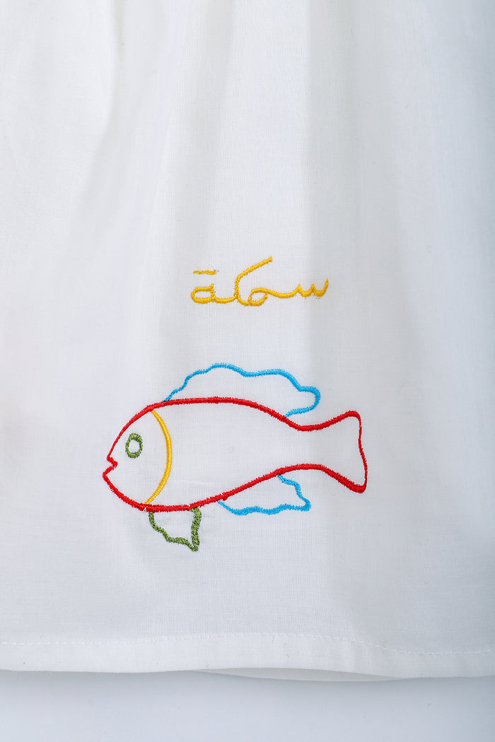 Aiin Cotton Embroidered White Dress