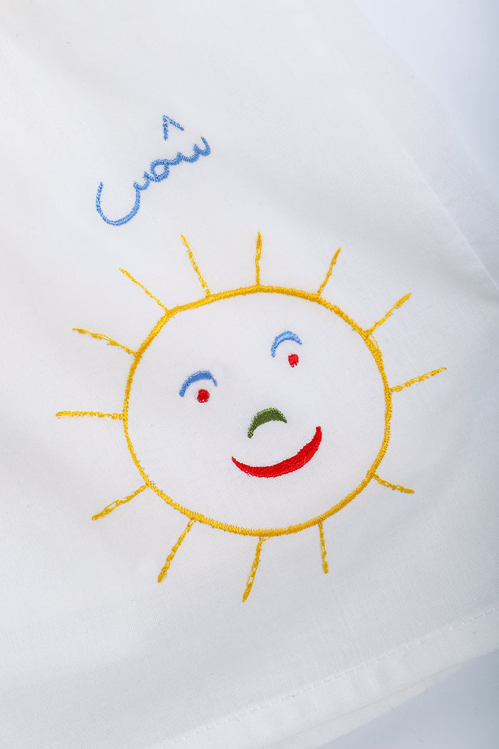 Aiin Cotton Embroidered White Dress